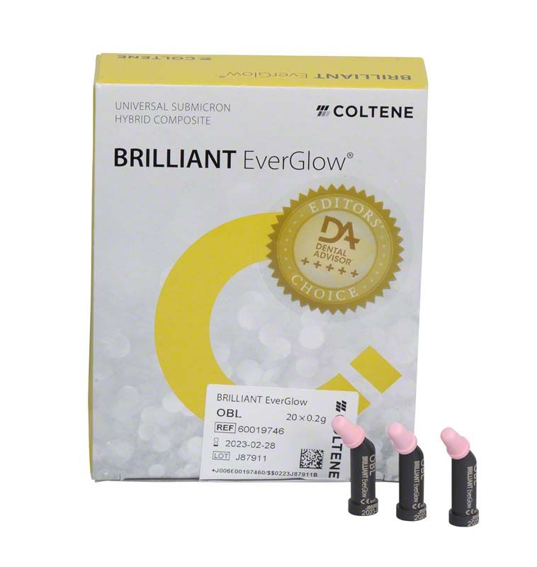 BRILLIANT EverGlow™ Opaque Bleach Verpackung mit drei Füllmaterialspitzen.