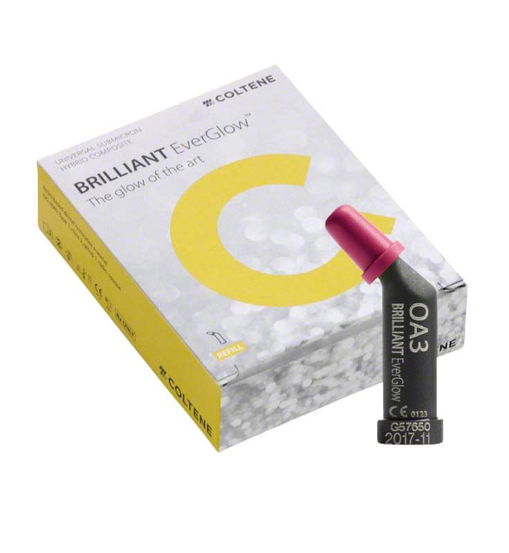 BRILLIANT EverGlow™ OA3 Füllungsmaterial vor gelber Verpackung