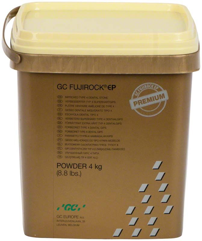 Fujirock® EP Premium Line 4kg Pastel Yellow Zahntechnikgips im braunen Eimer.