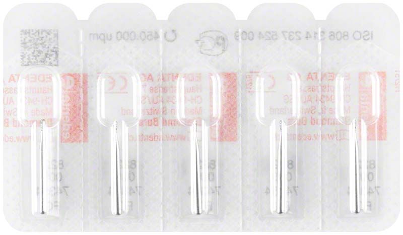 Blisterverpackung mit sterilen Diamant FG 822 009 Dentalbohrern.