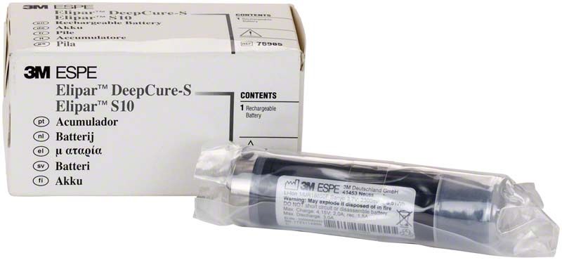 Hochwertiger Lithium-Ionen-Ersatzakku Elipar™ DeepCure-S in Verpackung.