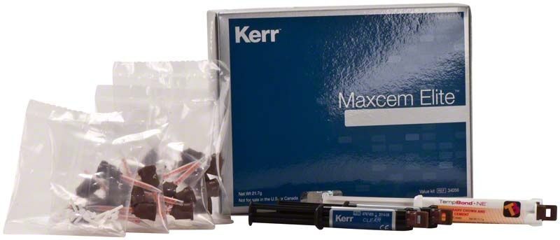 Maxcem Elite Value Kit mit Zubehör und Verpackung.