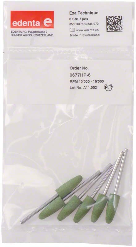 Exa Technique grün 6er Spitze Polierer für Kunststoffe in Verpackung.