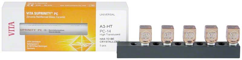 VITA SUPRINITY® PC Universal HT A3 Zahnersatzblöcke mit Verpackung.