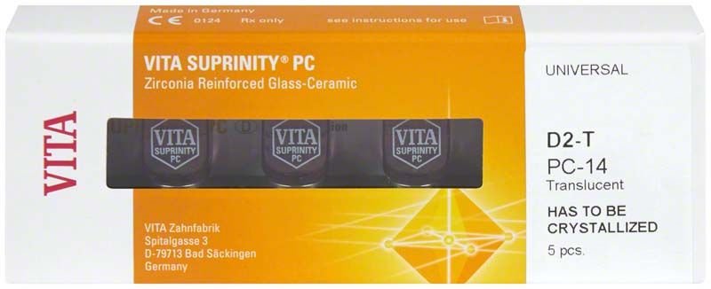 Verpackung von VITA SUPRINITY® PC UNIVERSAL T D2 mit fünf Einheiten.