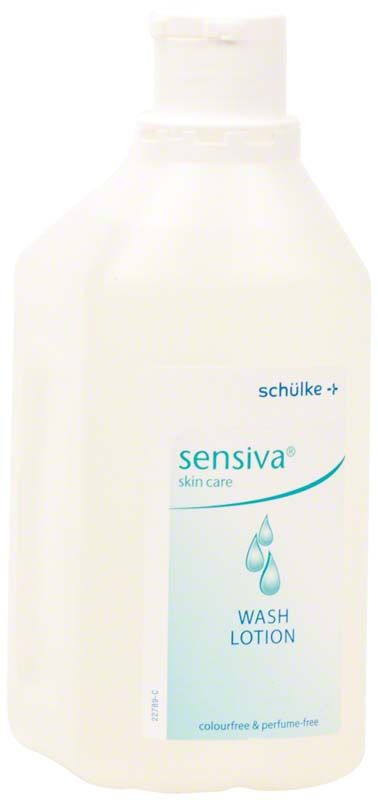 Sensiva Waschlotion 1-Liter-Spenderflasche mit blauem Etikett.