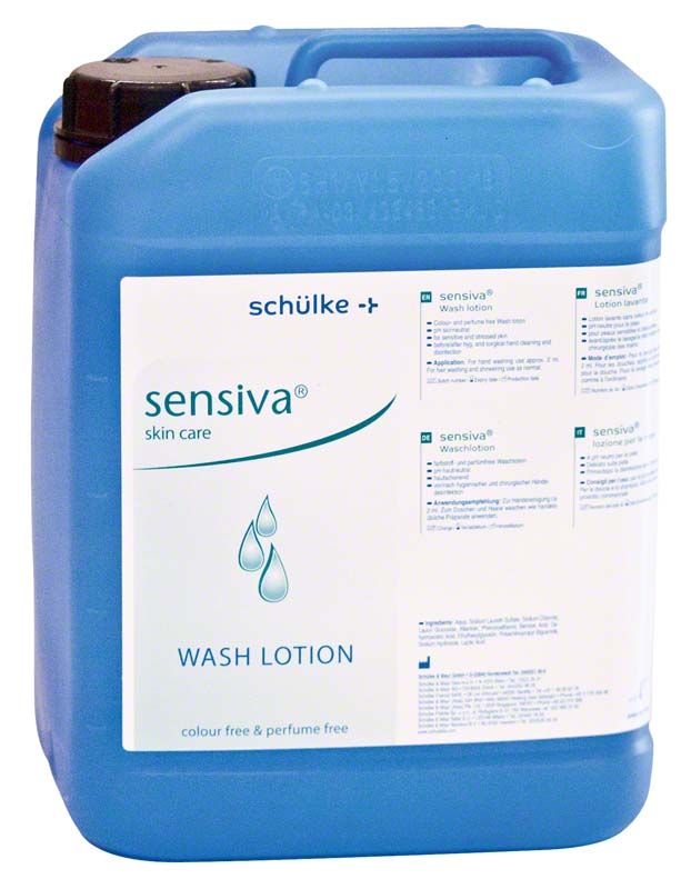 Sensiva Waschlotion 5 Liter Kanister mit blauem Etikett und Schülke-Logo.
