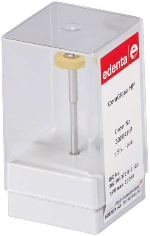 CeraGloss gelb Rad klein HP in transparenter Verpackung mit Etikett.