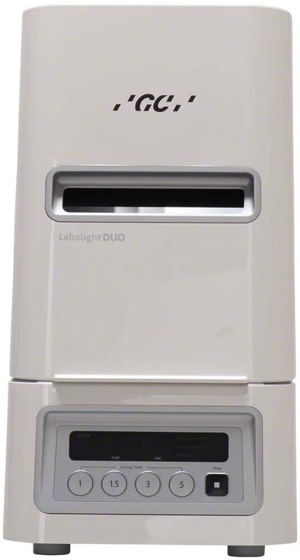 Labolight DUO LED-Lichthärtegerät mit Bedienfeld und Sichtfenster in Vorderansicht.