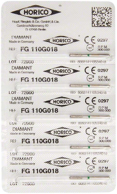 Blisterverpackung mit Diamant FG 110G 018 Schleifkörpern.
