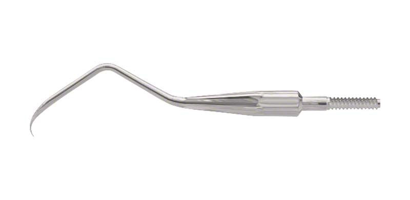 Zahnärztlicher Quik-Tip Scaler M23A aus Edelstahl mit gebogener Spitze.