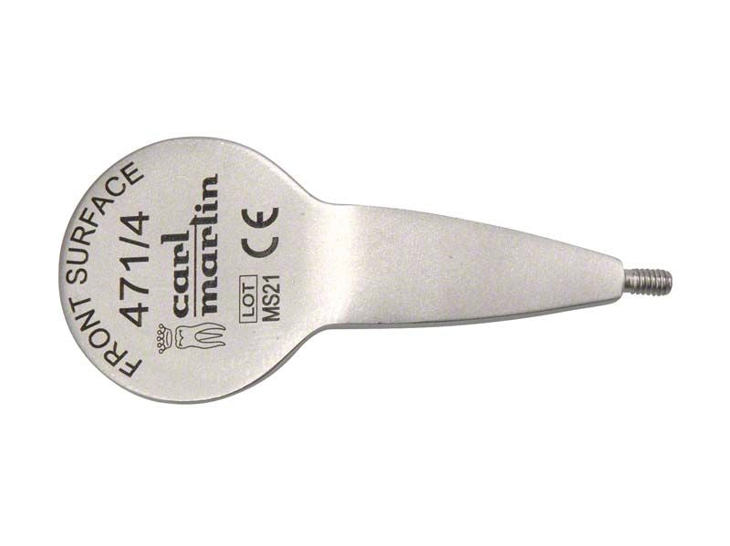 Mundspiegelaufsatz Nr. 4 mit eingeprägten Herstellerinformationen und CE-Kennzeichnung.