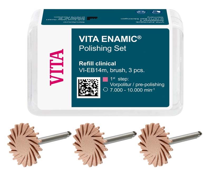VITA ENAMIC® Vorpolitur-Bürsten-Set für Hybridkeramik, drei Stück.