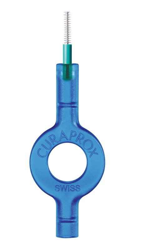 Interdentalbürste Curaprox CPS 06 Prime türkis mit feinen Borsten.