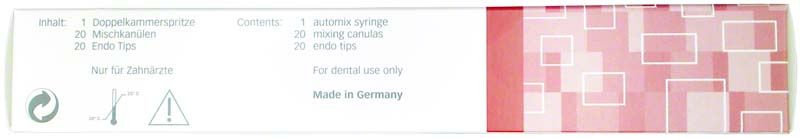 Inhalt der Perma Evolution Doppelkammerspritze mit Zubehör auf Verpackung.
