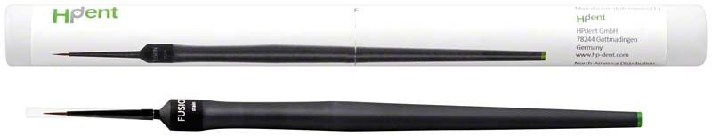 FUSION.brush stain mit schwarzem Griff und feiner Spitze, Verpackung sichtbar.