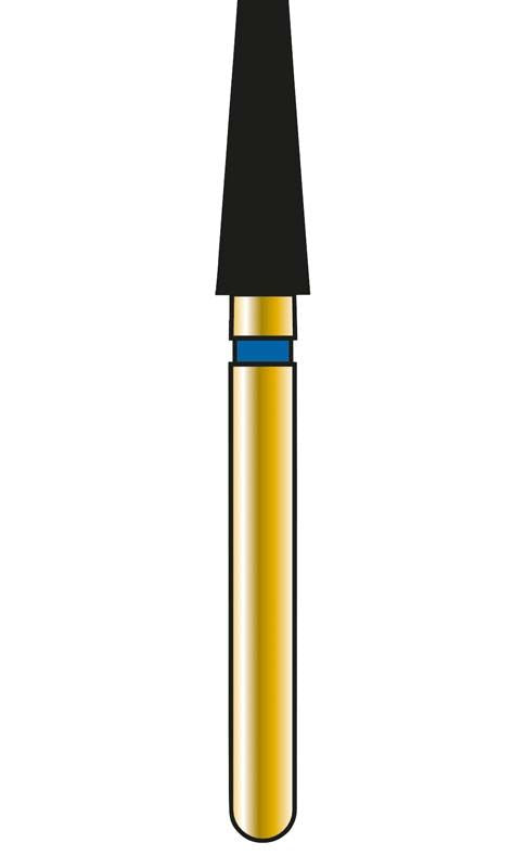 Diatech Diamant FG G846 023, zylindrische Form mit goldener Beschichtung.