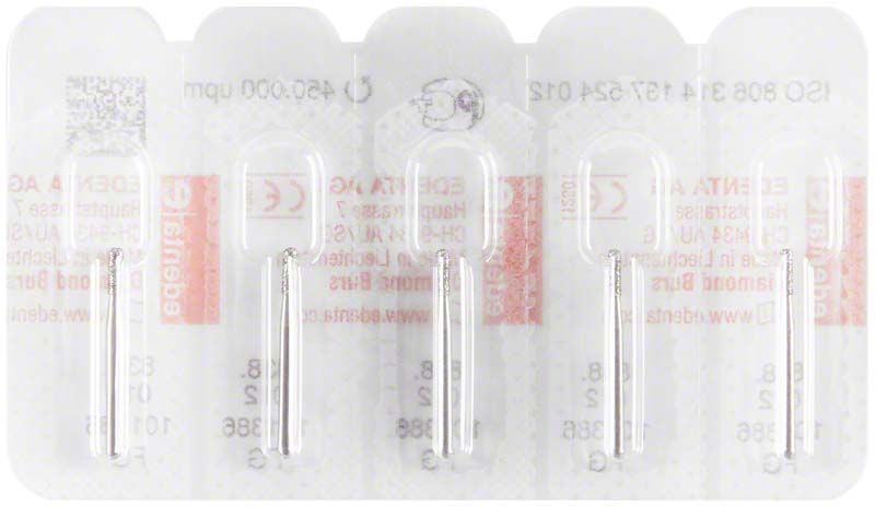 Blisterpackung mit Diamant FG 838 012 Dentalbohrern.