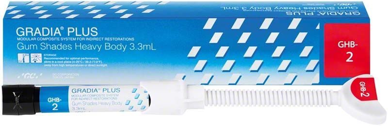 GRADIA® PLUS Paste Heavy Body GHB-2 mit Verpackung und Dosierspritze.