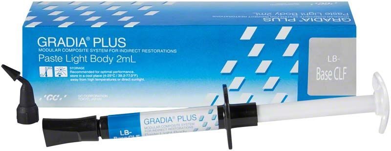 GRADIA® PLUS Paste Light Body LB-Base CLF in Spritze, 2ml Verpackung.