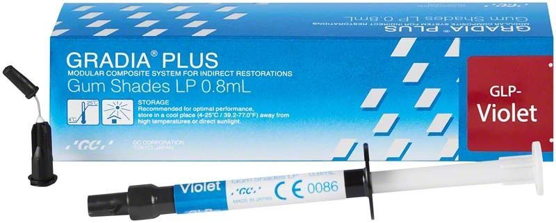 GRADIA® PLUS Lustre Paint GLP-violett Spritze mit Verpackung.