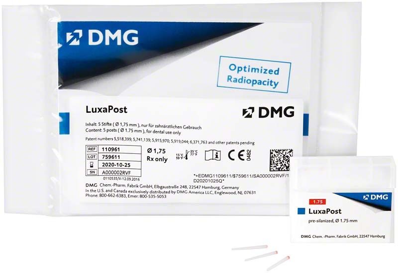 LuxaPost Stifte 1,75mm in Originalverpackung mit Produktinformationen und Logo.