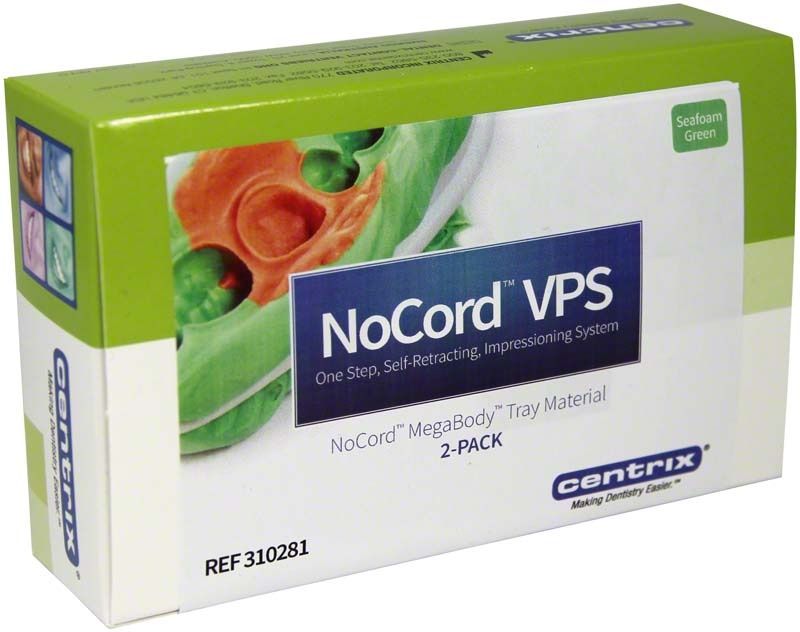NoCord™ VPS MegaBody™ Tray-Material 2er Nachfüllpack in grüner Verpackung.