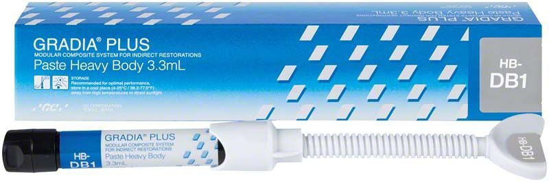 GRADIA® PLUS Paste Heavy Body HB-DB1 in blauer Verpackung, 3,3 ml.