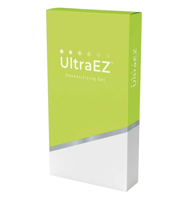 UltraEZ Desensibilisierungsgel-Verpackung in grün und weiß mit Produktname.