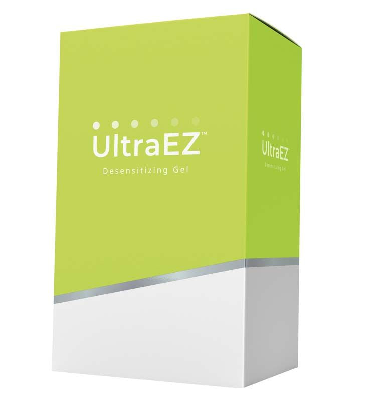 UltraEZ Desensitizing Gel Econo Refill Verpackung in grün-weißem Design.