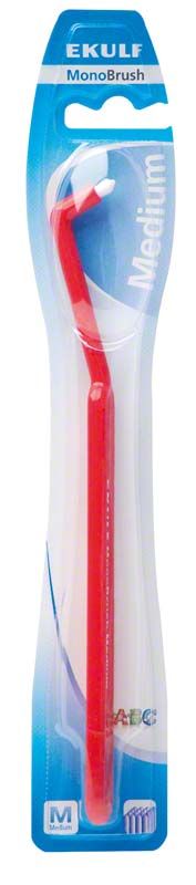 EKULF MonoBrush Medium Zahnbürste mit abgewinkeltem Hals in Verpackung