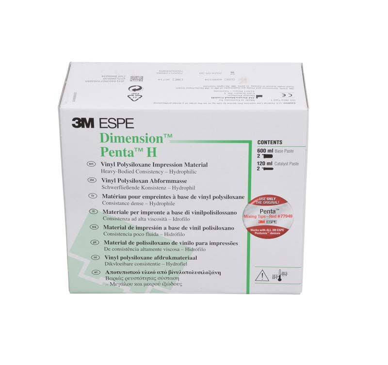 3M ESPE Dimension Penta H Abformmaterial-Verpackung mit Produktspezifikationen.