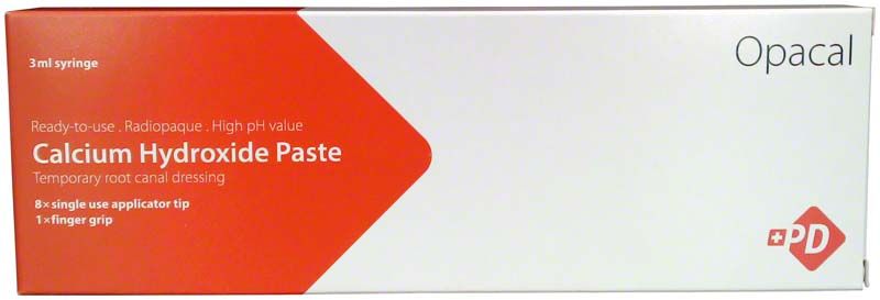 Opacal Packung mit Calciumhydroxidpaste, 3 ml Spritze und Zubehör.