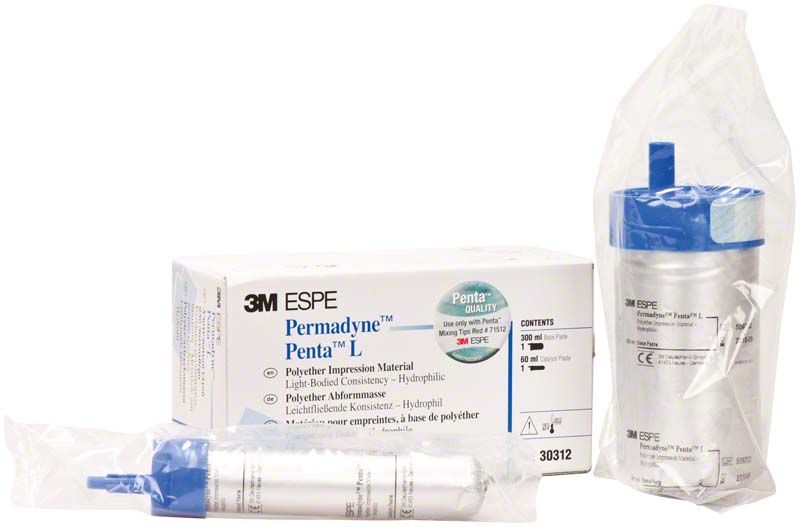 Permadyne™ Penta™ L Abformmaterial in Verpackung mit Applikationskartusche.