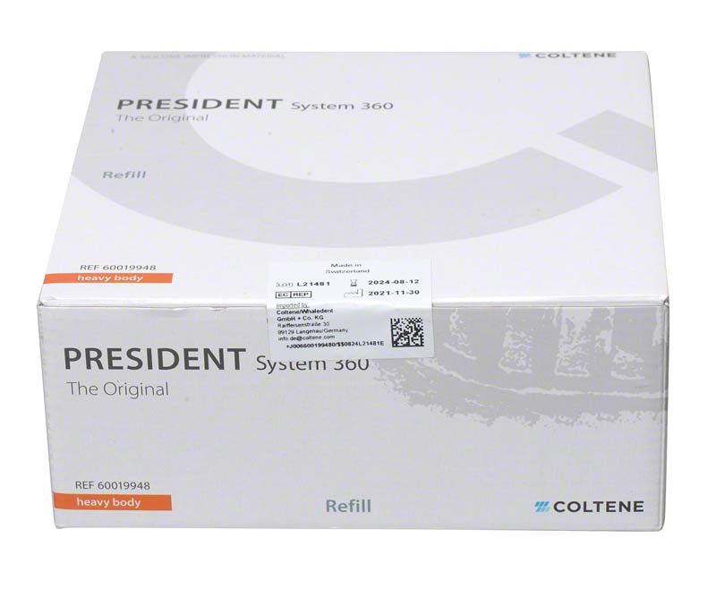 PRESIDENT System 360 Refill-Verpackung mit Produktinformationen und COLTENE-Logo.