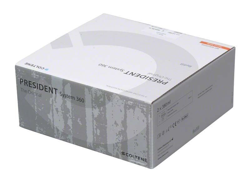 PRESIDENT The Original System 360 Refill-Verpackung mit COLTENE-Logo und Produktinformationen.