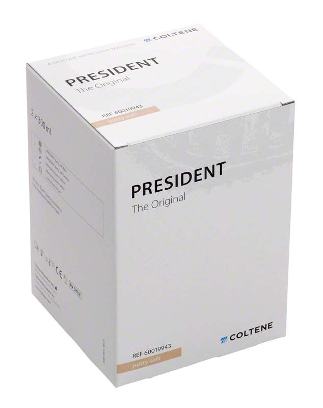 PRESIDENT The Original Abformmaterial Verpackung mit Produktinformationen.