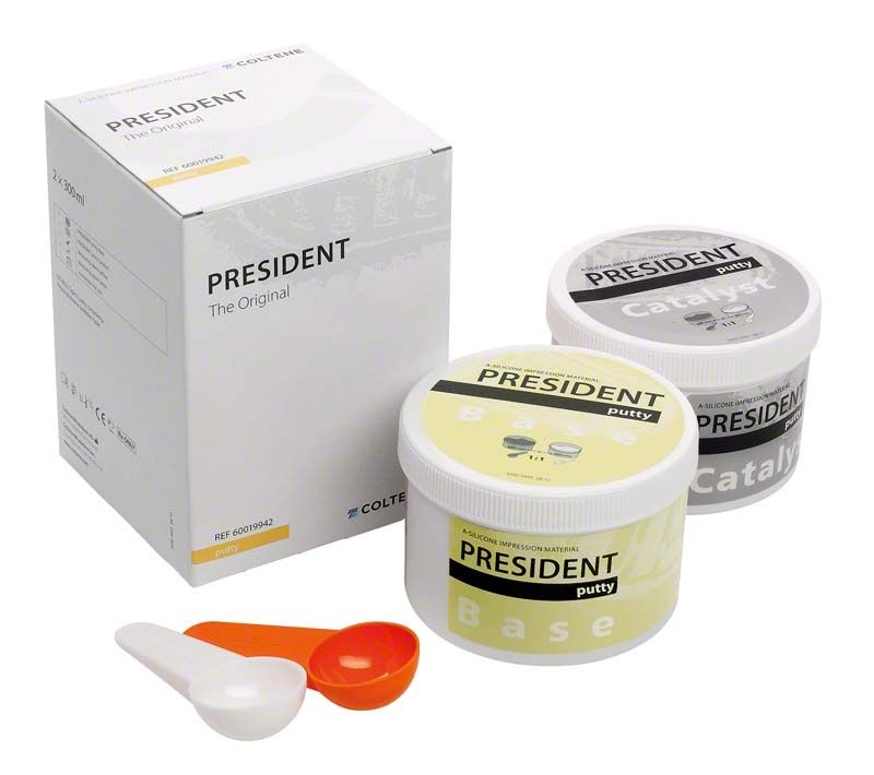 PRESIDENT The Original Abformmaterial mit zwei Dosen und Messlöffeln.