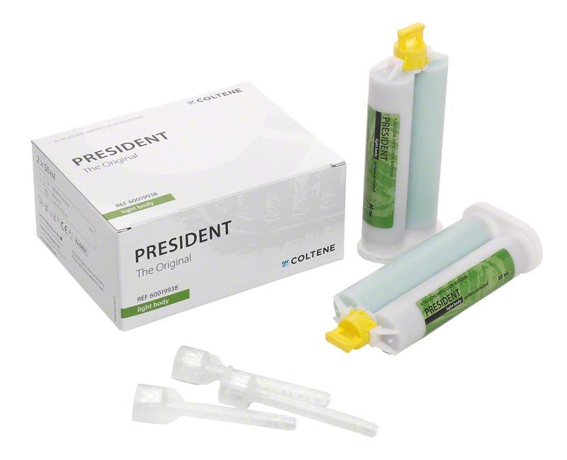 PRESIDENT The Original Kartuschen-Set mit zwei 50ml Abformmaterialien und Zubehör.