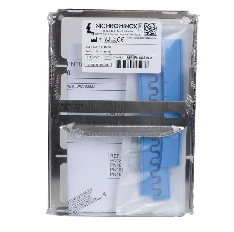 EASY-CLIP 10 Blau in Verpackung mit Etikett und Barcode.