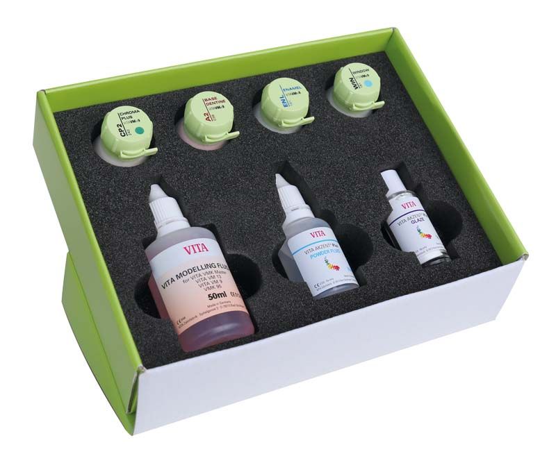 VITAVM®9 ONE COLOR KIT mit Modellierflüssigkeit und Farbpasten in A2.
