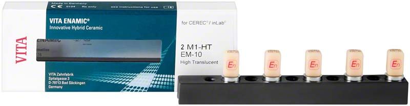 VITA ENAMIC® Blöcke für CEREC®/inLab, EM-10 HT 2M1, auf Halterung.