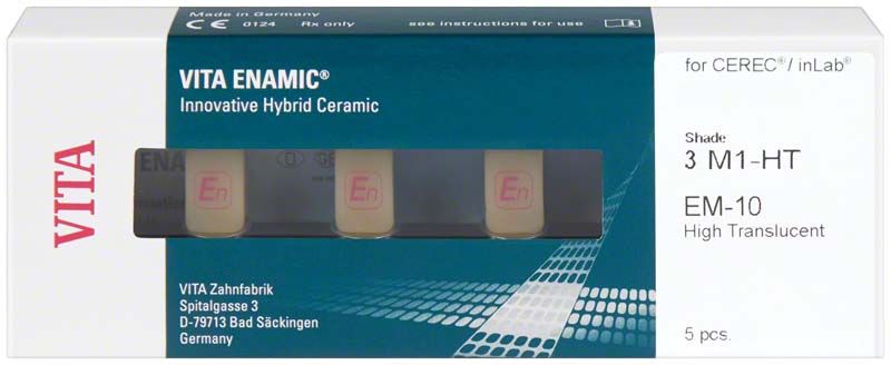 VITA ENAMIC® EM-10 HT 3M1 Zahnkeramikblöcke in Verpackung für CEREC®/inLab.