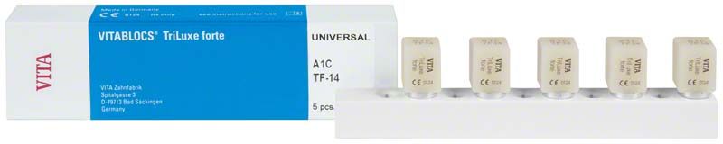 VITABLOCS® TriLuxe forte Blöcke in Originalverpackung mit fünf Einheiten.