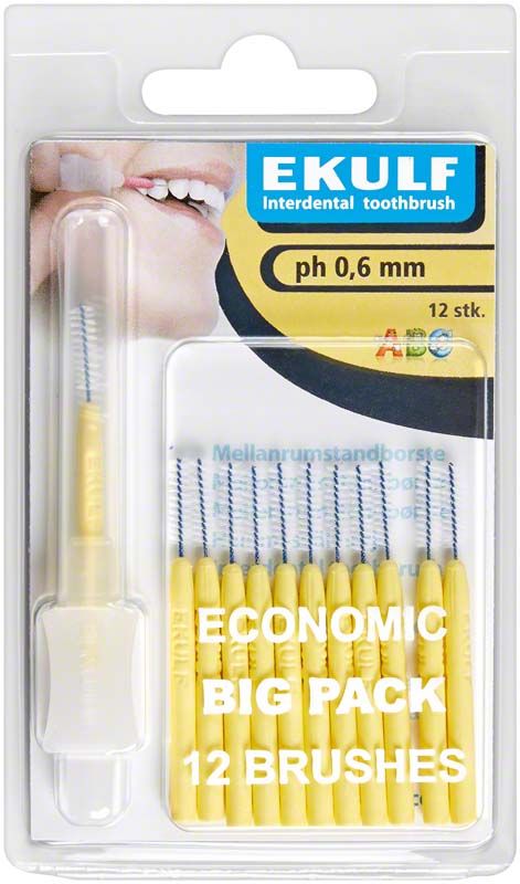 EKULF Interdentalbürsten ph gelb, 0,6mm, 12 Stück Verpackung.