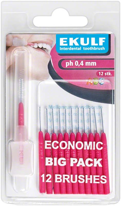 EKULF Interdentalbürsten ph lila 0,4mm, 12er-Packung in Kunststoffverpackung.