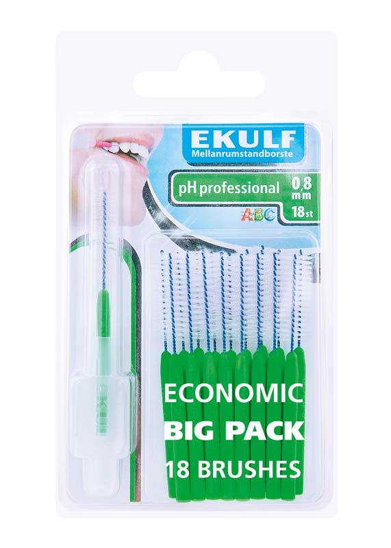 EKULF Interdentalbürsten ph Professional grün, 0,8mm, in Blisterverpackung.