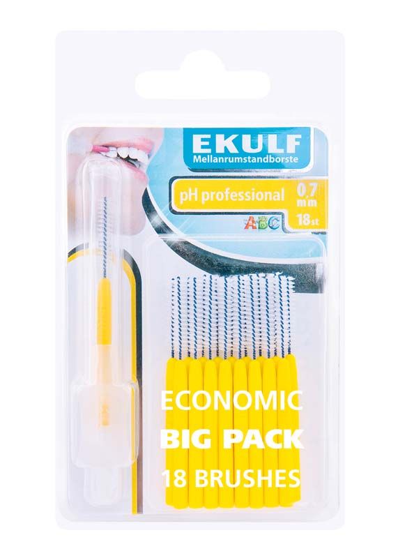 EKULF Interdentalbürsten ph Professional gelb, 0,7mm, 18er-Packung.