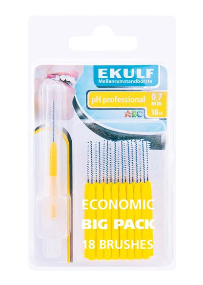 EKULF Interdentalbürsten ph Professional gelb, 0,7mm, 18er-Packung.