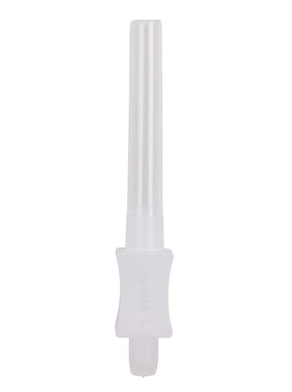 Interdentalbürste mit gelbem Griff und konischen Borsten für Zahnzwischenräume.